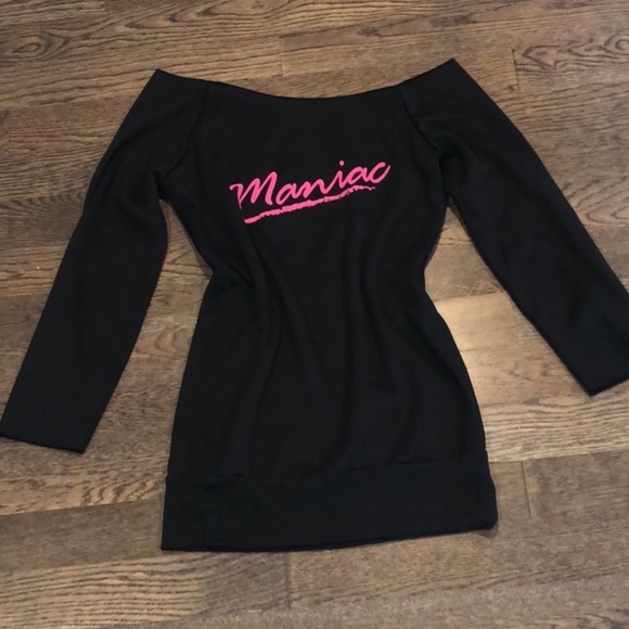 Maniac Dress Sweatshirt Off Shoulder Long Sleeve - Picture 2 of 4